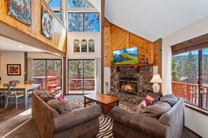 Unwind in this charming living room, blending rustic elegance with modern comfort.