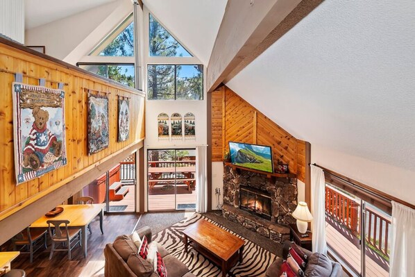 Unwind in this charming living room, blending rustic elegance with modern comfort.