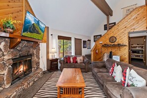 Unwind in this charming living room, blending rustic elegance with modern comfort.