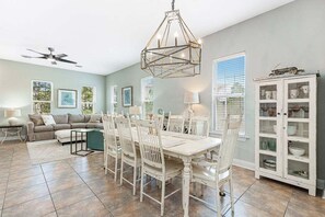 Dining and living areas blend seamlessly