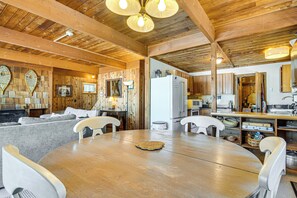 Dining Area | 2-Story Cabin | Propane Heater | Open Floor Plan
