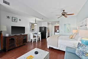 A bright and airy space featuring a smart TV for your entertainment and relaxation!
