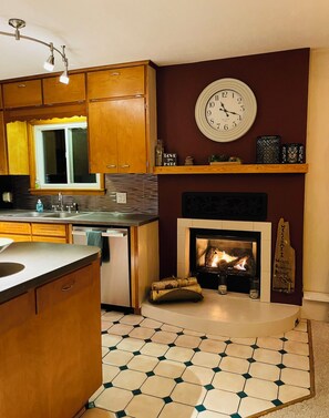 Kitchen with Fireplace