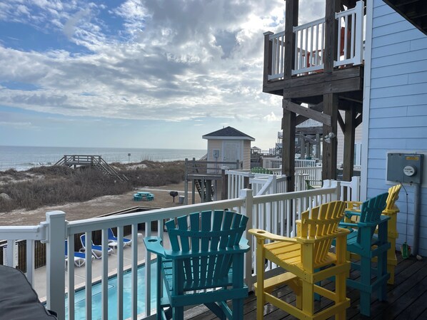 Yes - this is a BEACH house! Your back yard is the pool, the fenced yard, and THE BEACH!