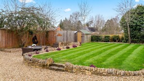 The large enclosed garden is perfect for families