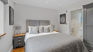 The cottage has an upside down layout with bedrooms on the ground floor