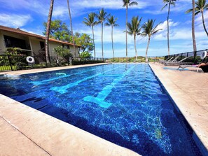 Take a dip in the sparkling blue waters of the complex swimming pool or lounge poolside while getting lost in your favorite magazine or novel.