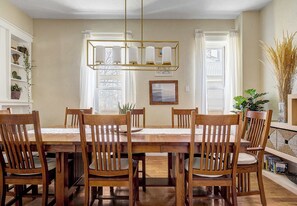 Dining area seats 8