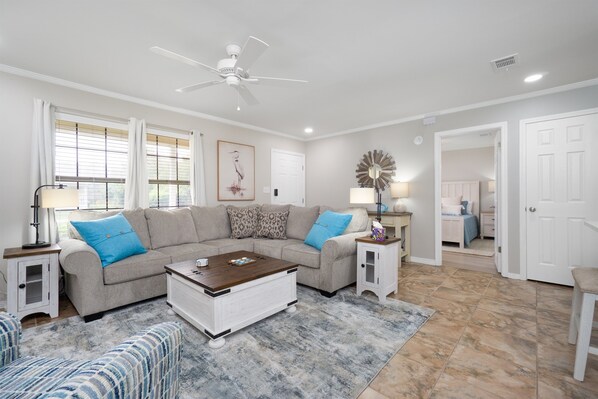 Great living room for family to watch movies or play games