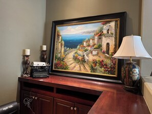 Nook with Italian art.