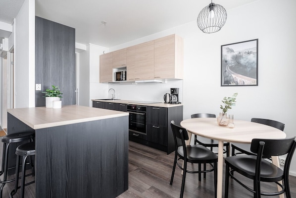 Apartment kitchen and dining area
