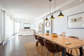 Apartment dining room and living room