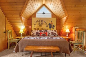 King size bed in large master bedroom.