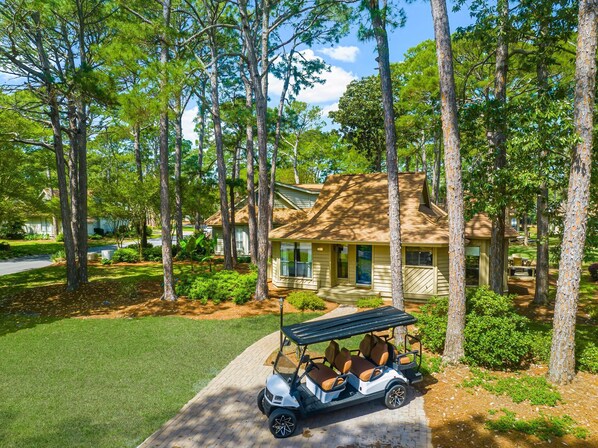Front of Home & 6 Seat Golf Cart
