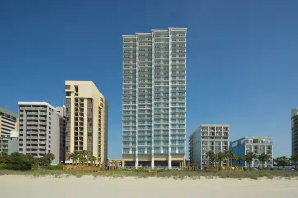 View of resort from beach