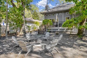 Backyard with Private Porch and Fire Pit