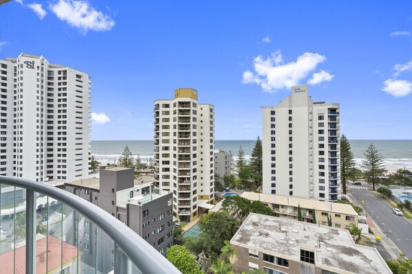 Refreshing scenery in the balcony area with the ocean and the city views