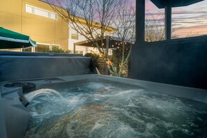 Enjoy the hot tub year round for extra relaxation.