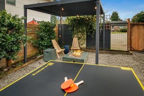 Enjoy the fire pit or try your hand at some ping pong.