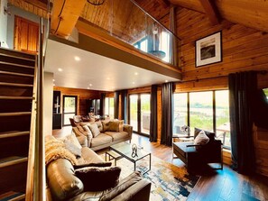 Open plan living area and mezzanine