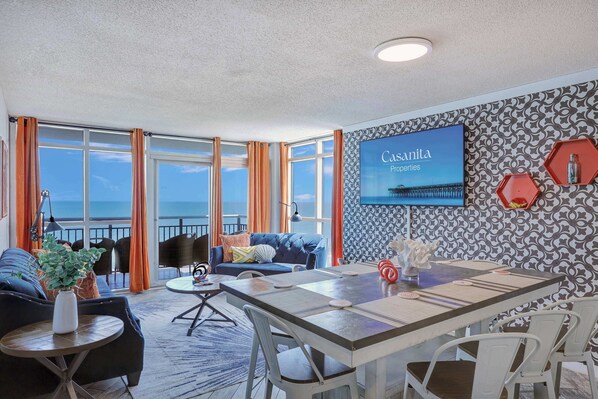 Ocean views, bold vibes, and beachy bliss! Kick back in this stylish coastal retreat with a splash of color and a front-row seat to sunrise.
