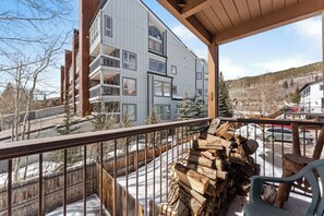 Private balcony with outdoor seating.