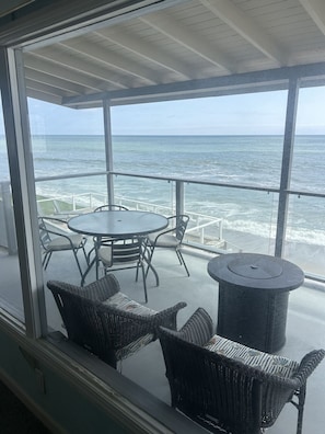 Deck include table &chairs, BBQ and two arm chairs