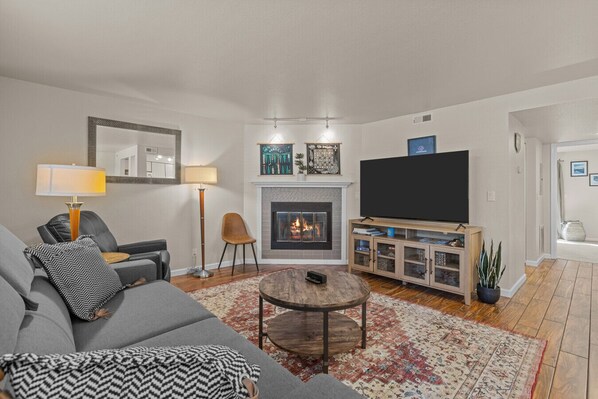 cozy living room with queen size sofa sleeper