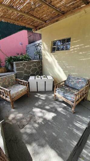 Outdoor sitting area with BBQ