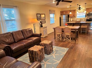 Open concept living, dining and kitchen.