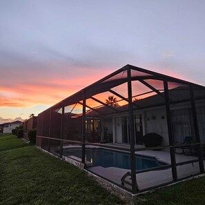 Pool covered with lanai
