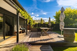 Sun drenched backyard
