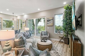 Home entrance leads to living room