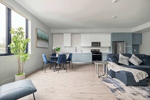 Open layout living and dining area