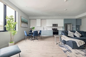 Open layout living and dining area