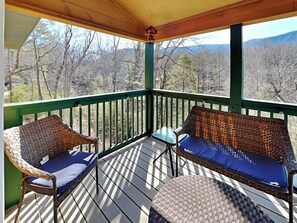 Covered Balcony with a Smoky Mountain View