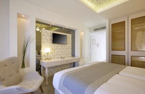 Wonderful Santorini Room | Olympia Room | Breathtaking Caldera and Sea Views | Lovely Furnished Balcony | Prime Location | Fira