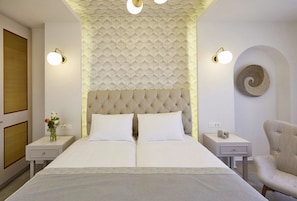 Wonderful Santorini Room | Olympia Room | Breathtaking Caldera and Sea Views | Lovely Furnished Balcony | Prime Location | Fira