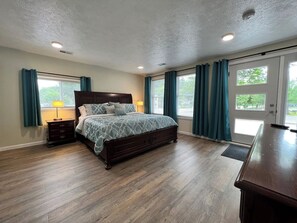 Master bedroom, Natural Light, & black out curtains.