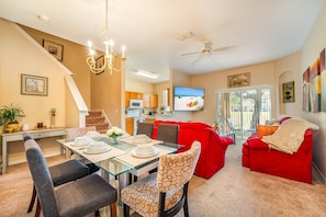 View of living and dining rooms as you enter the villa.