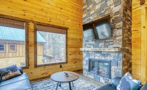 Living Room with Fireplace and Internet TV