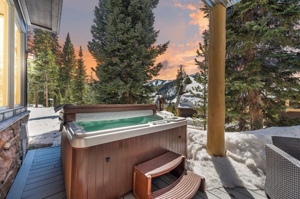 Sit back and relax in the private hot tub!