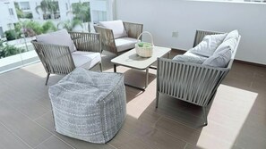 Rooftop Terrace with seating area and seaview