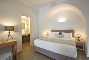 Alluring Santorini Room | Nereid Room | Breathtaking Caldera and Sea Views | Lovely Furnished Balcony | Prime Location | Fira