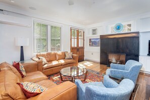 Main area living room and gas fireplace