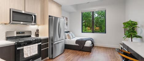 Open-concept living space and kitchen
