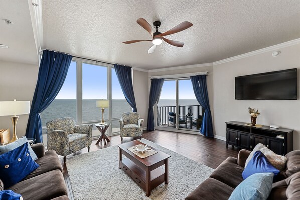Sienna 805. Living room with ocean views.