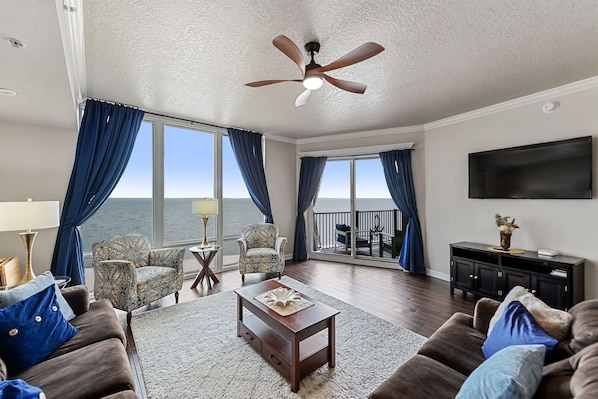 Sienna 805. Living room with ocean views.