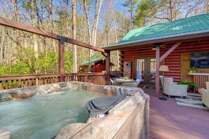Hot Tub Area | Wooded Surroundings