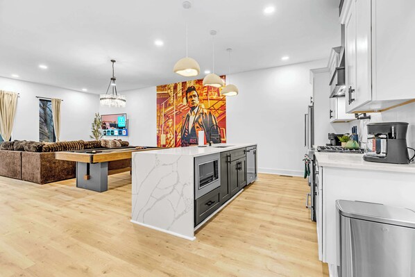 Discover this stylish Nashville oasis, ideal for large groups or bachelorette parties! Enjoy a spacious game room and chic decor, just minutes from downtown. Your music city adventure starts here!